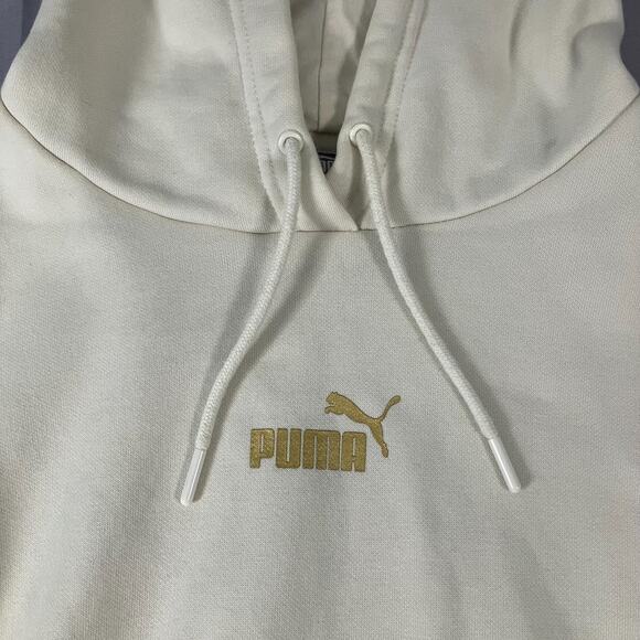 Puma Essentials Hoodie Women's Large Cream Beige Pullover Sweatshirt Logo - Picture 6 of 14